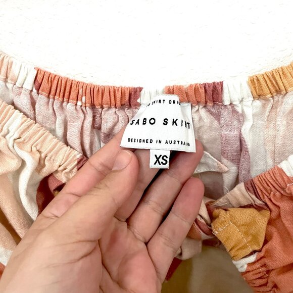 Sabo Skirt Enga Dress Orange Pink Floral Short Sleeve Size XS - Picture 3 of 6